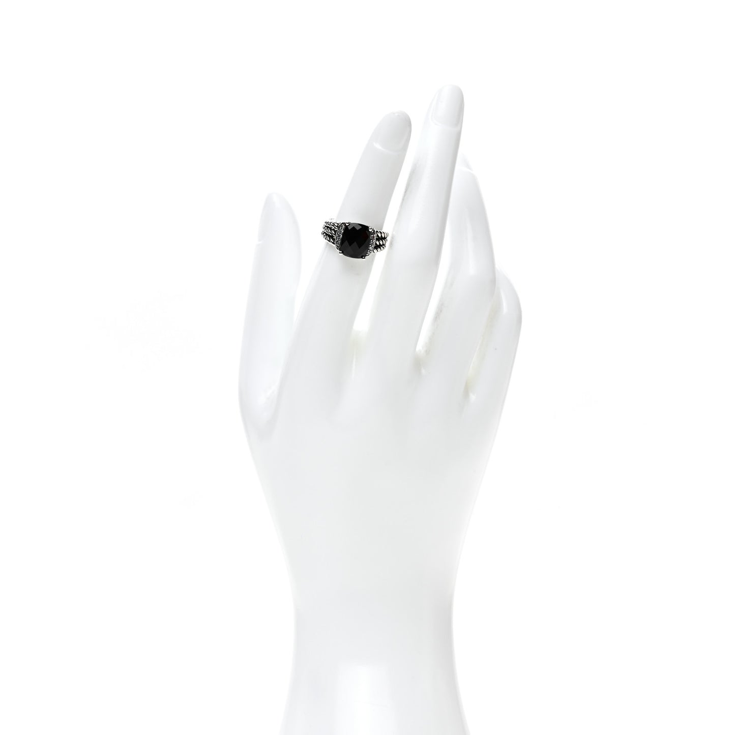 Sterling Silver Diamond Black Onyx 10mm Petite Wheaton Ring 49 4.75
