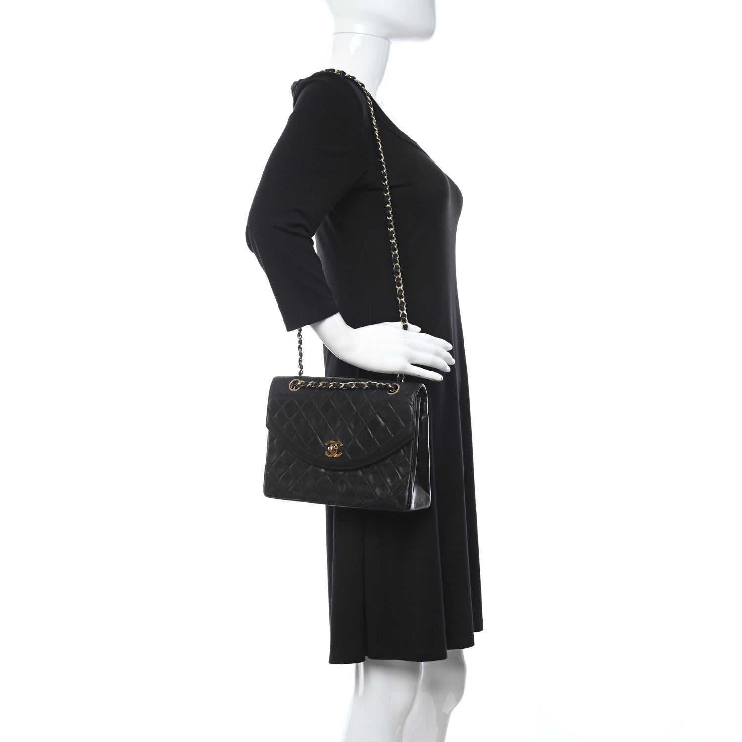 Chanel Lambskin Quilted Medium Single Flap Black 2 of 9
