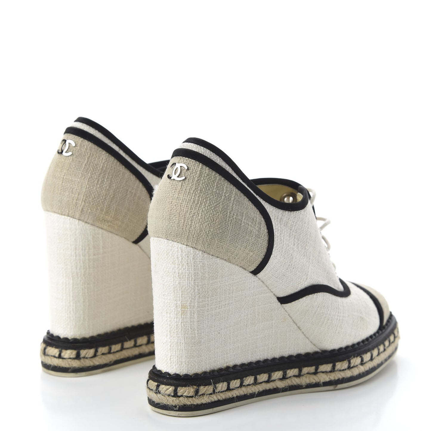 Raffia Lace Up Wedge Espadrilles 37 Beige