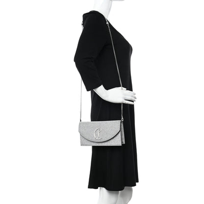 Christian Louboutin Glitter Calfskin Loubi54 Crossbody Clutch Silver 2 of 13