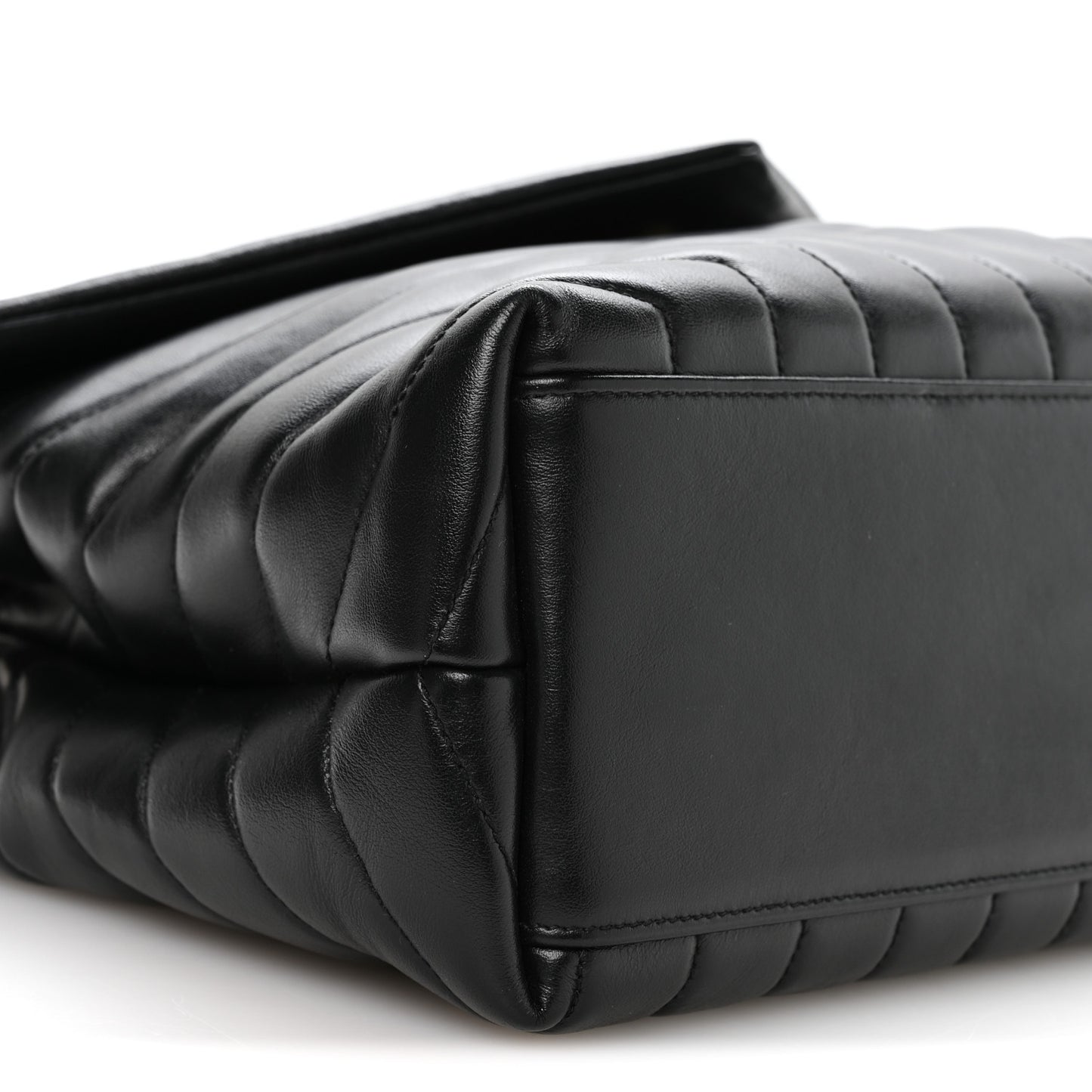 Calfskin Y Quilted Monogram Medium Loulou Chain Satchel Black