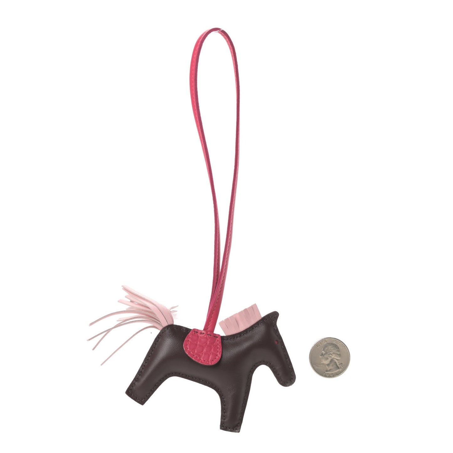 Milo Lambskin Matte Alligator Touch Grigri Rodeo Horse Bag Charm PM Rouge Sellier Framboise Rose Sakura