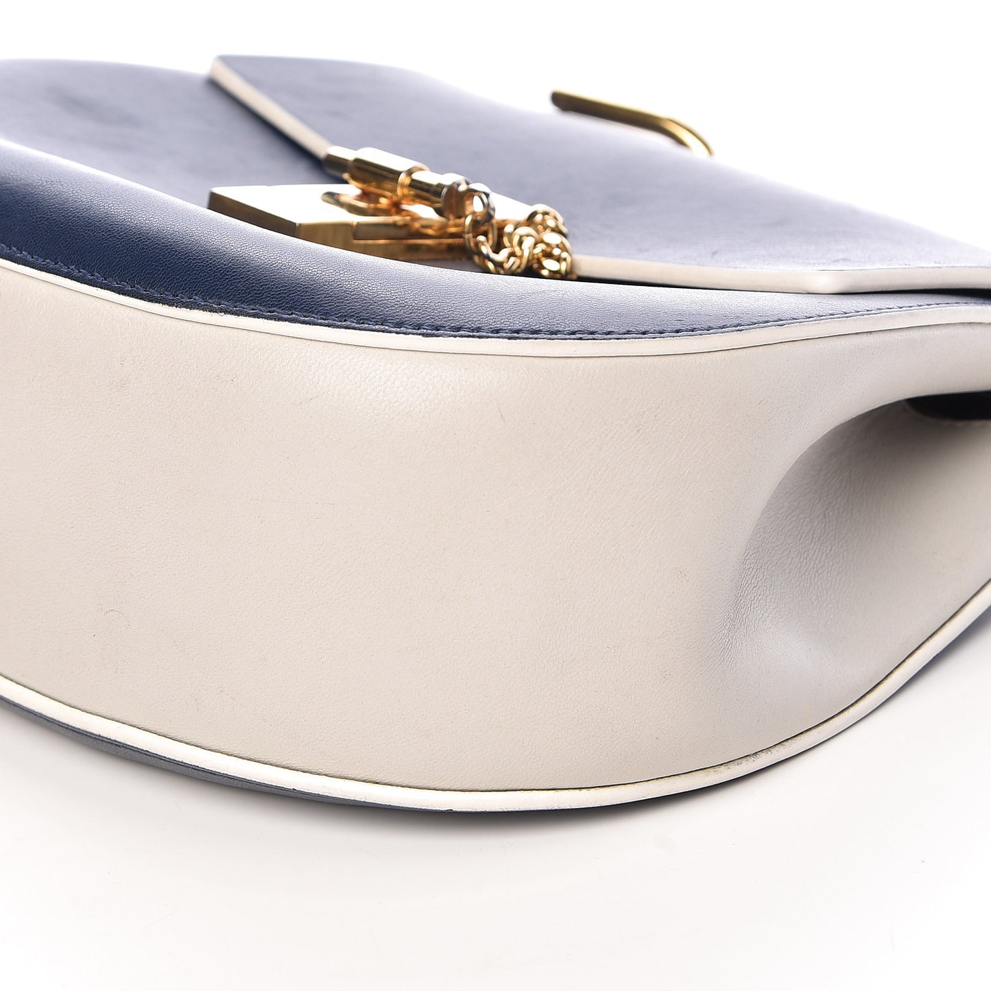 Smooth Calfskin Bi-Color Drew Shoulder Bag Royal Navy Marshamallow