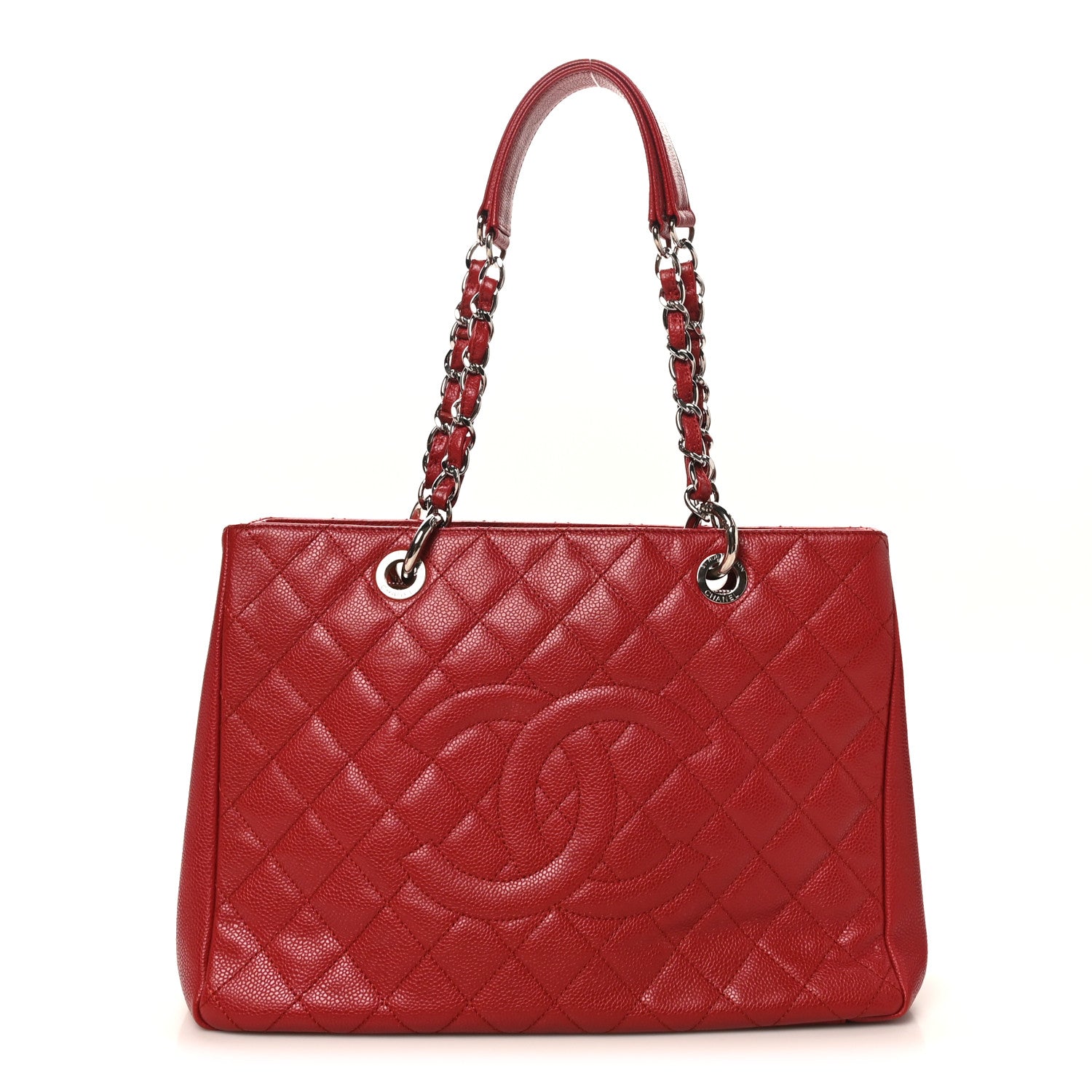 Chanel Caviar Quilted Grand Shopping Tote GST Red 1857218