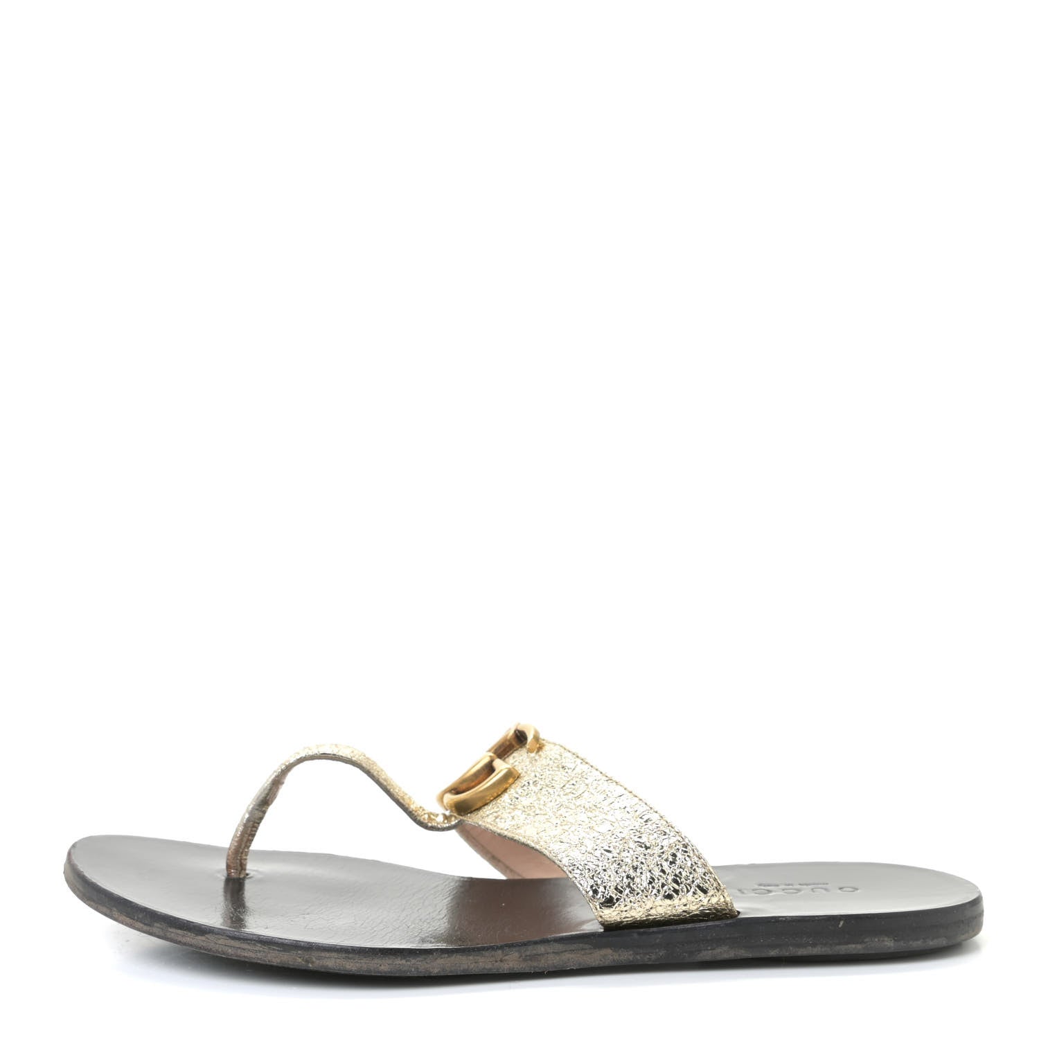 Gucci Nappa Silk Galassia GG Marmont Thong Flat Sandals 34.5 Platino 1 of 7