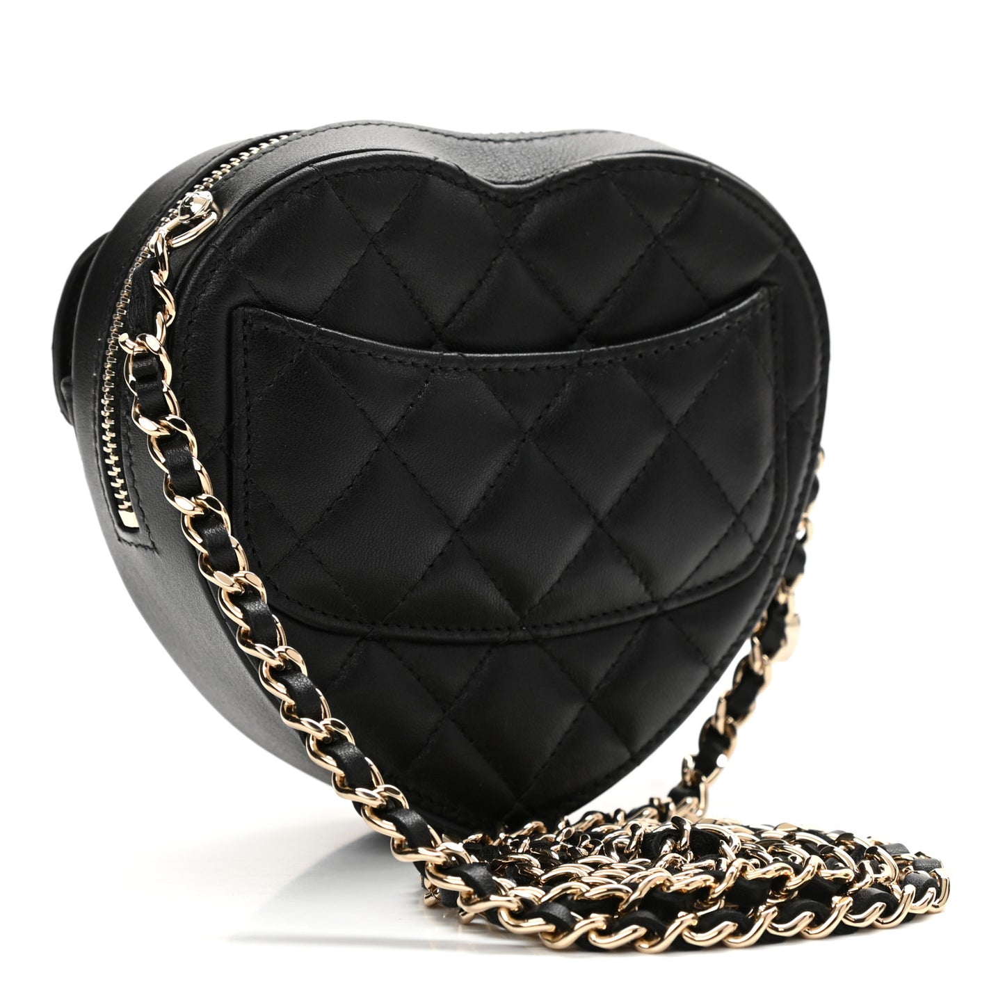 Lambskin Quilted CC In Love Heart Clutch With Chain Black