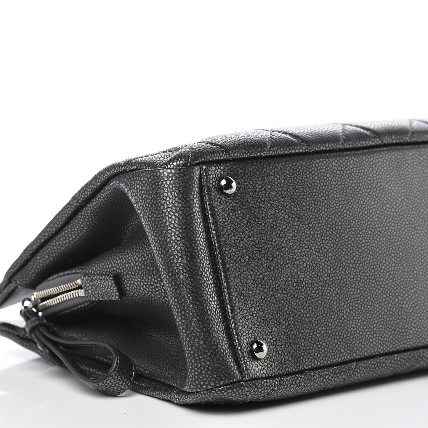 Metallic Caviar Quilted CC Tote Dark Silver