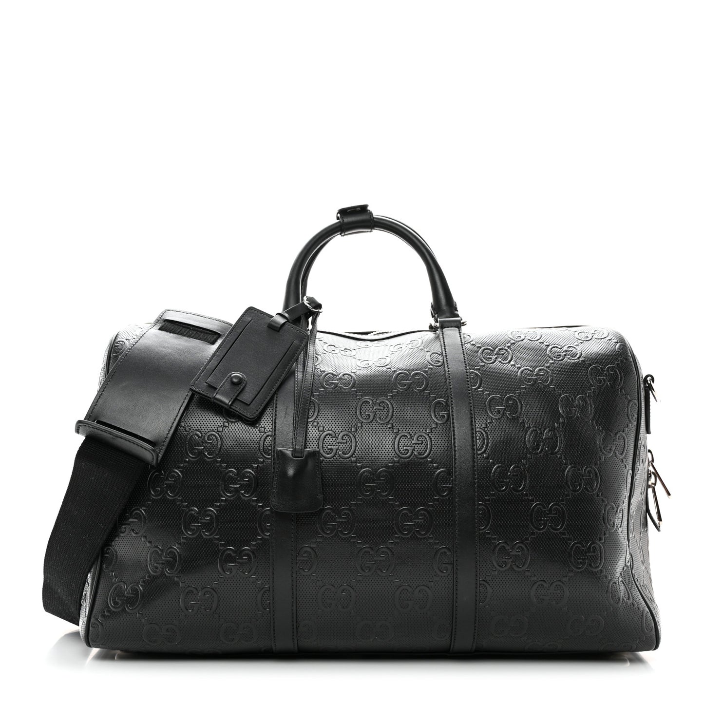Calfskin GG Tennis Embossed Duffle Bag Black