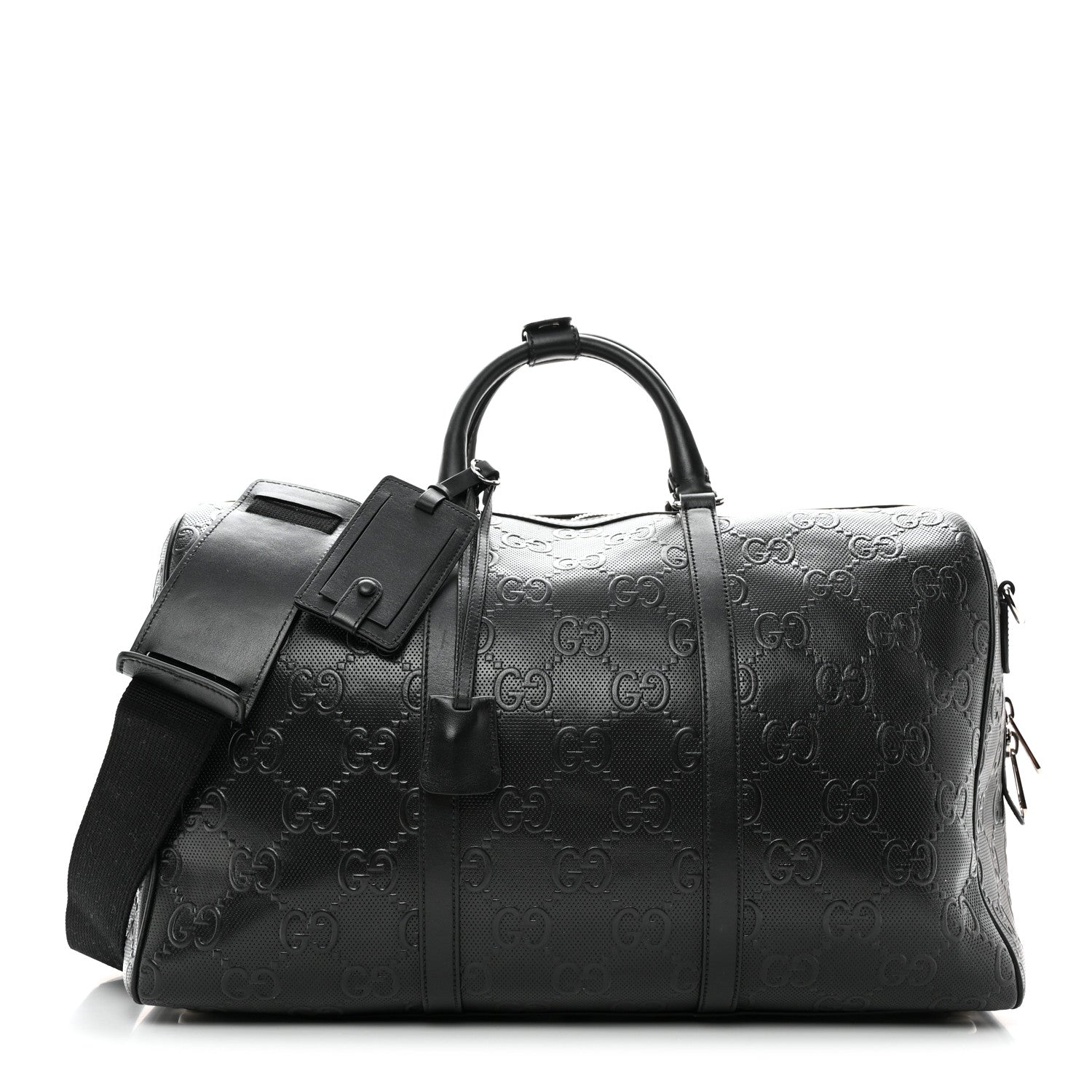 Gucci Calfskin GG Tennis Embossed Duffle Bag Black 1 of 12