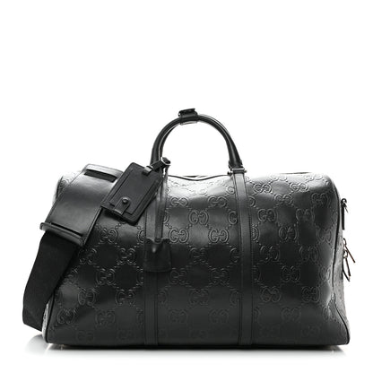 Gucci Calfskin GG Tennis Embossed Duffle Bag Black 1 of 12
