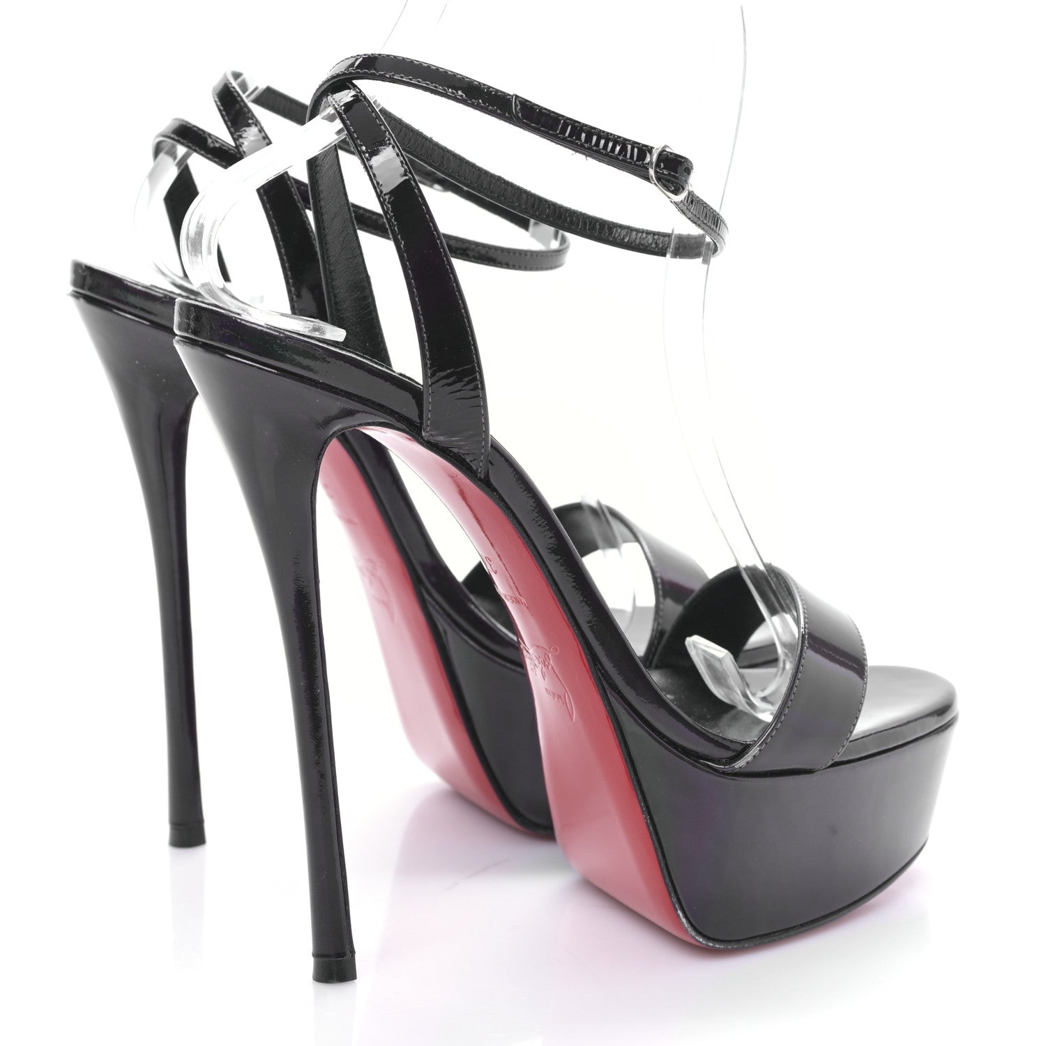 Christian Louboutin Patent Psychic Loubi Queen Alta 150 Platform Sandals 37 Black 4 of 8