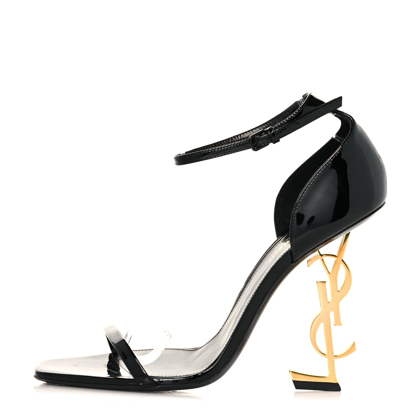 Patent Calfskin Opyum 110 Sandals 40.5 Black Gold