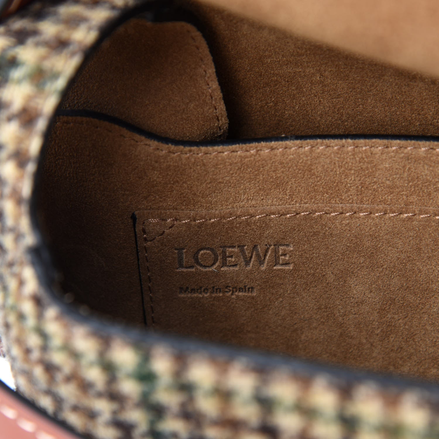 Loewe Smooth Calfskin Tweed Small Gate Crossbody Bag Dark Green Tan Multicolor 8 of 10