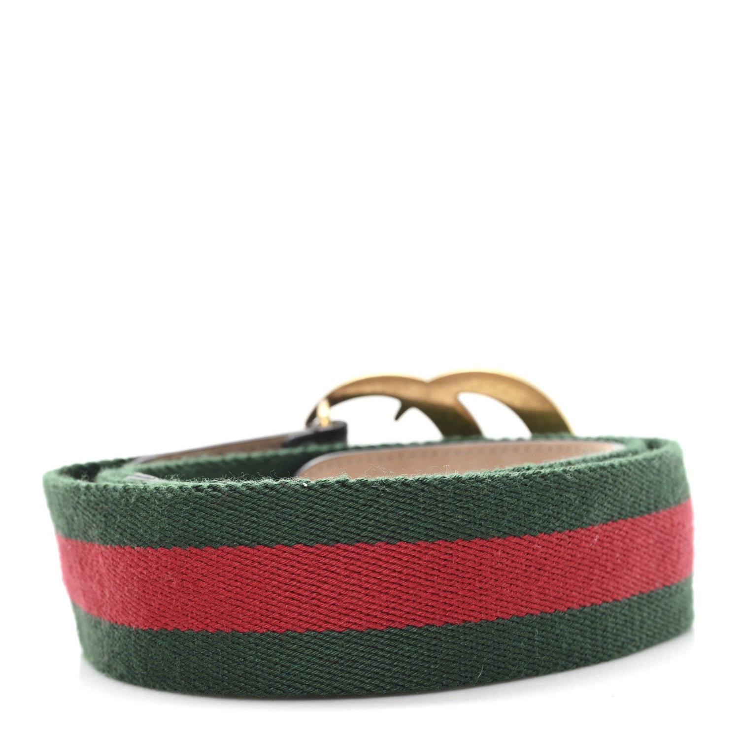Gucci Nylon Calfskin Double G Web 40mm Belt 105 42 Green Red Cuir 2 of 4