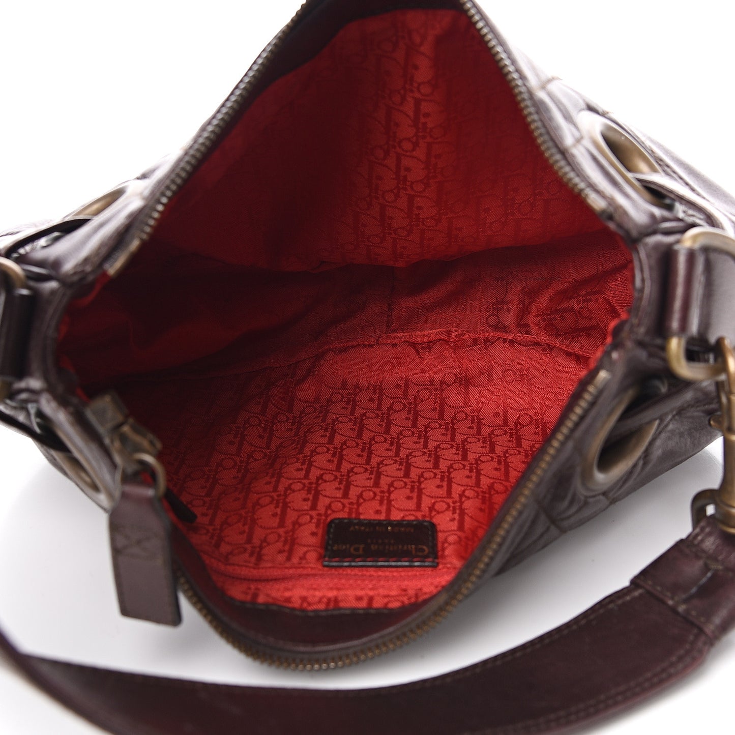 Lambskin Cannage Small Hobo Dark Brown