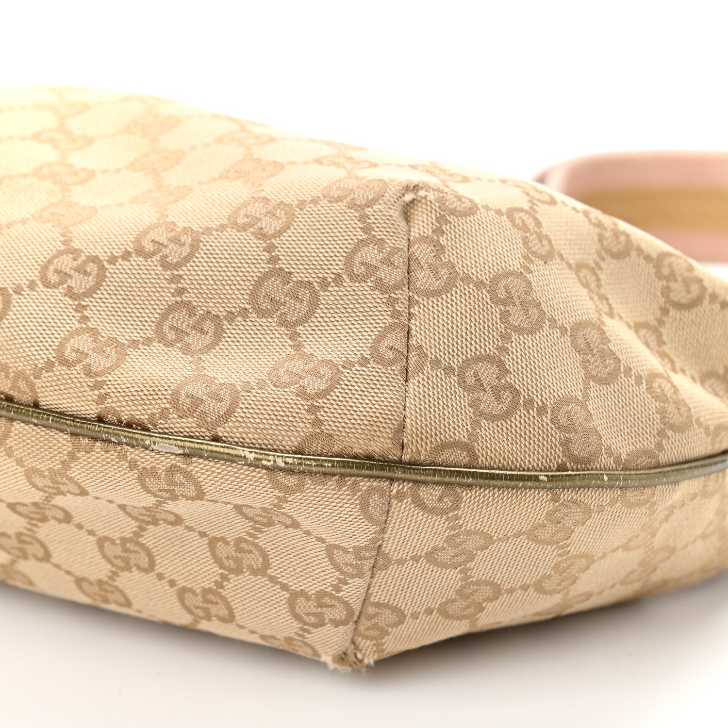 Gucci Monogram Web Medium Half Moon Hobo Gold Pink 9 of 11