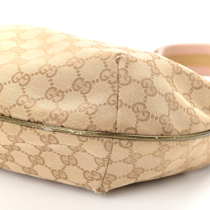 Gucci Monogram Web Medium Half Moon Hobo Gold Pink 9 of 11
