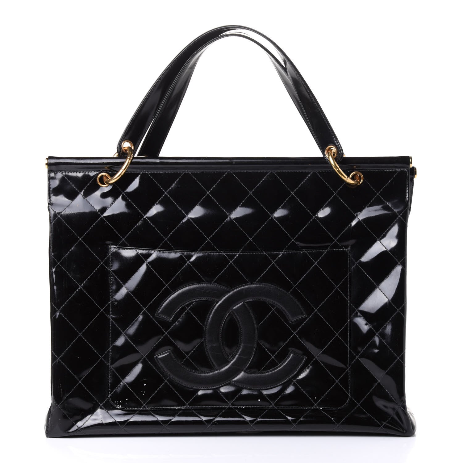 Chanel Patent Quilted Shopping Tote Black 1 of 6
