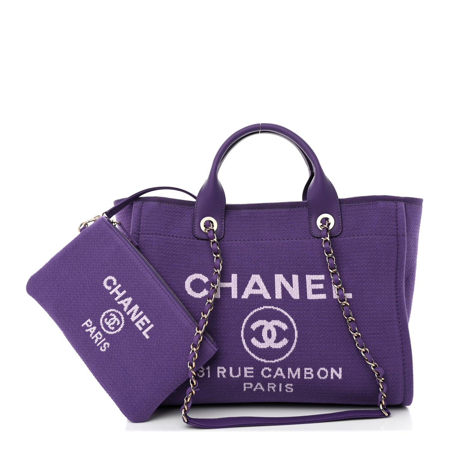 Chanel Mixed Fibers Small Deauville Tote Purple 1 of 14