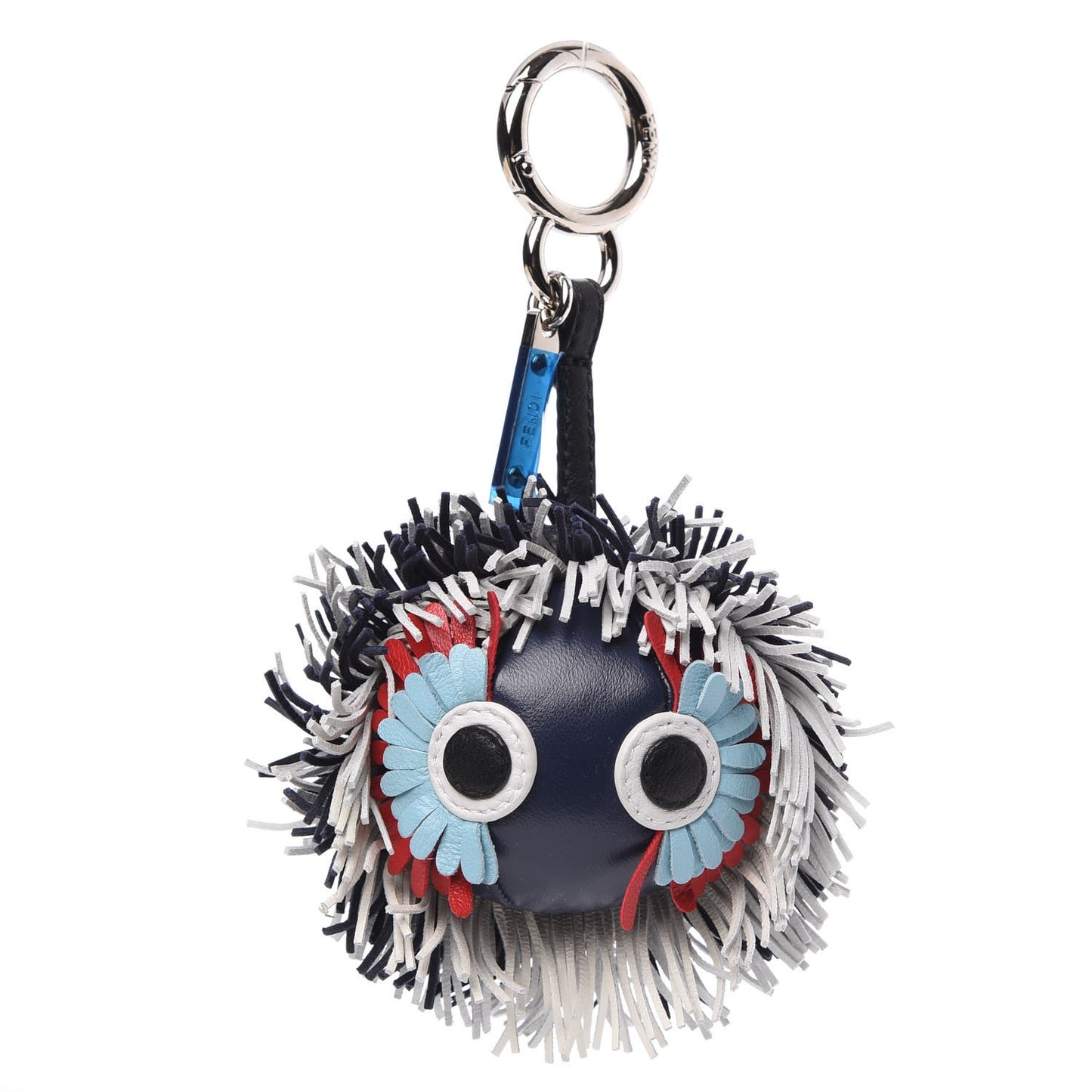 Calfskin Faces Fringe Bag Bug Charm Blueberry Bianco