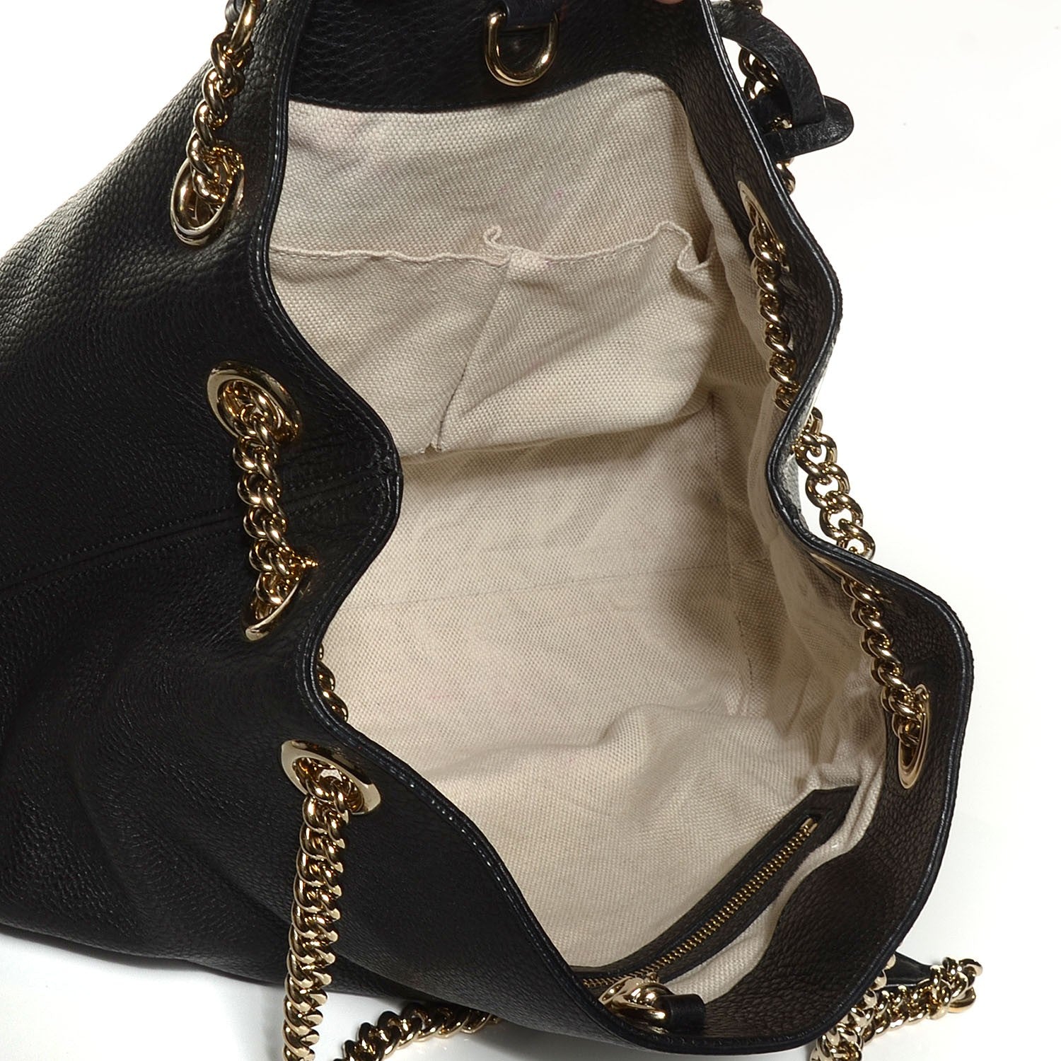 Gucci Pebbled Calfskin Medium Soho Chain Shoulder Bag Black 5 of 9