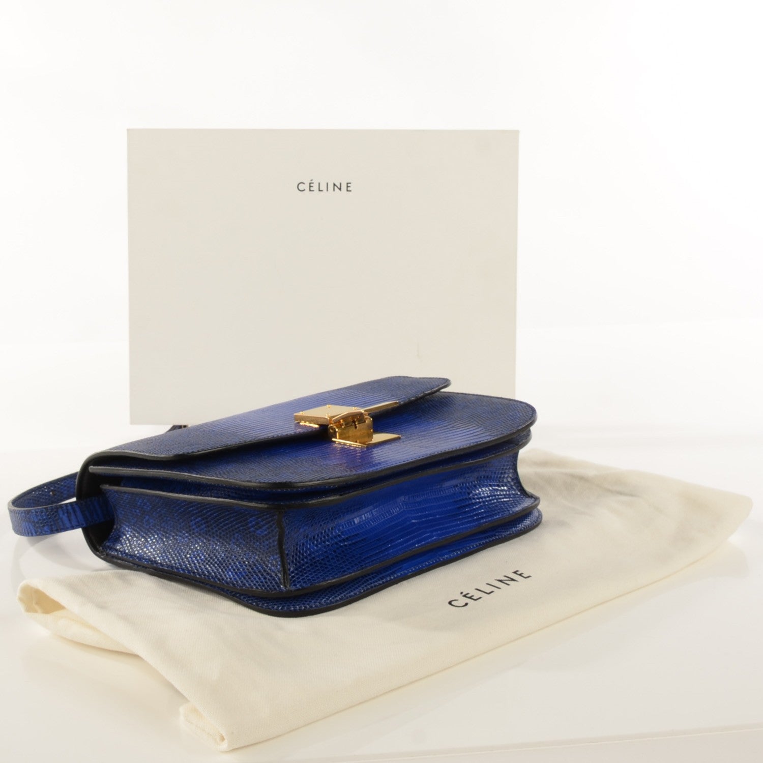 Celine Lizard Medium Classic Box Flap Bag Indigo 4 of 6