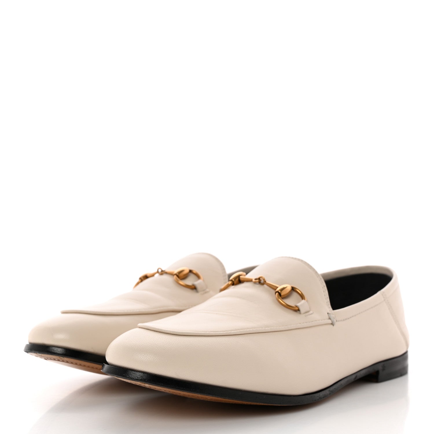 Gucci Lambskin Womens Brixton Horsebit Loafers 37.5 Mystic White 3 of 14