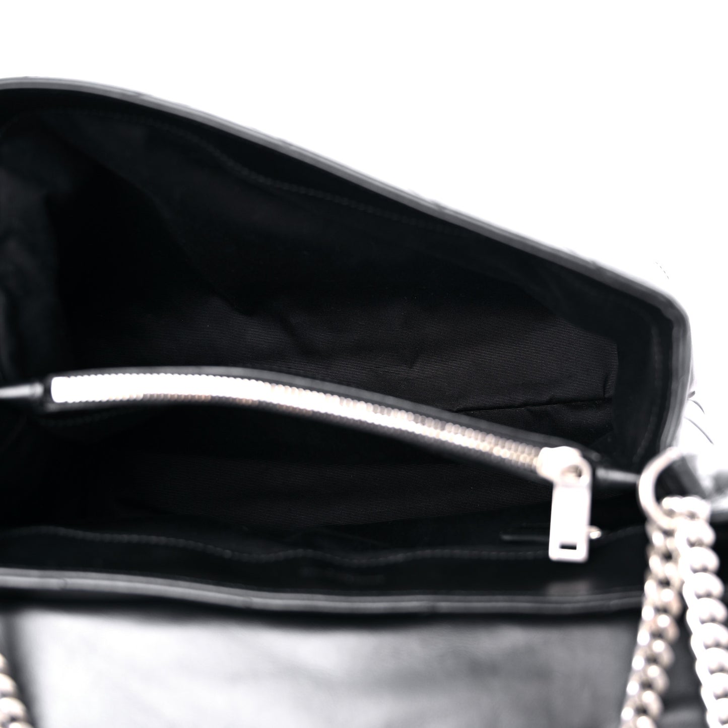 Calfskin Y Quilted Monogram Medium Loulou Chain Satchel Black