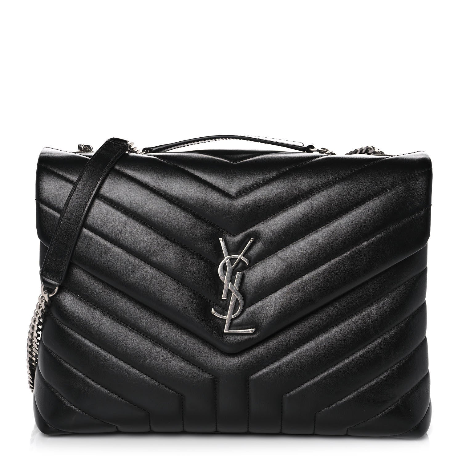 Saint Laurent Calfskin Y Quilted Monogram Medium Loulou Chain Satchel Black 1 of 15