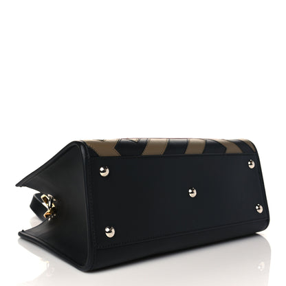 Fendi Vitello Century F is Fendi FF Diagonal Inlay Small Runaway Satchel Fango Black Fragola 3 of 9