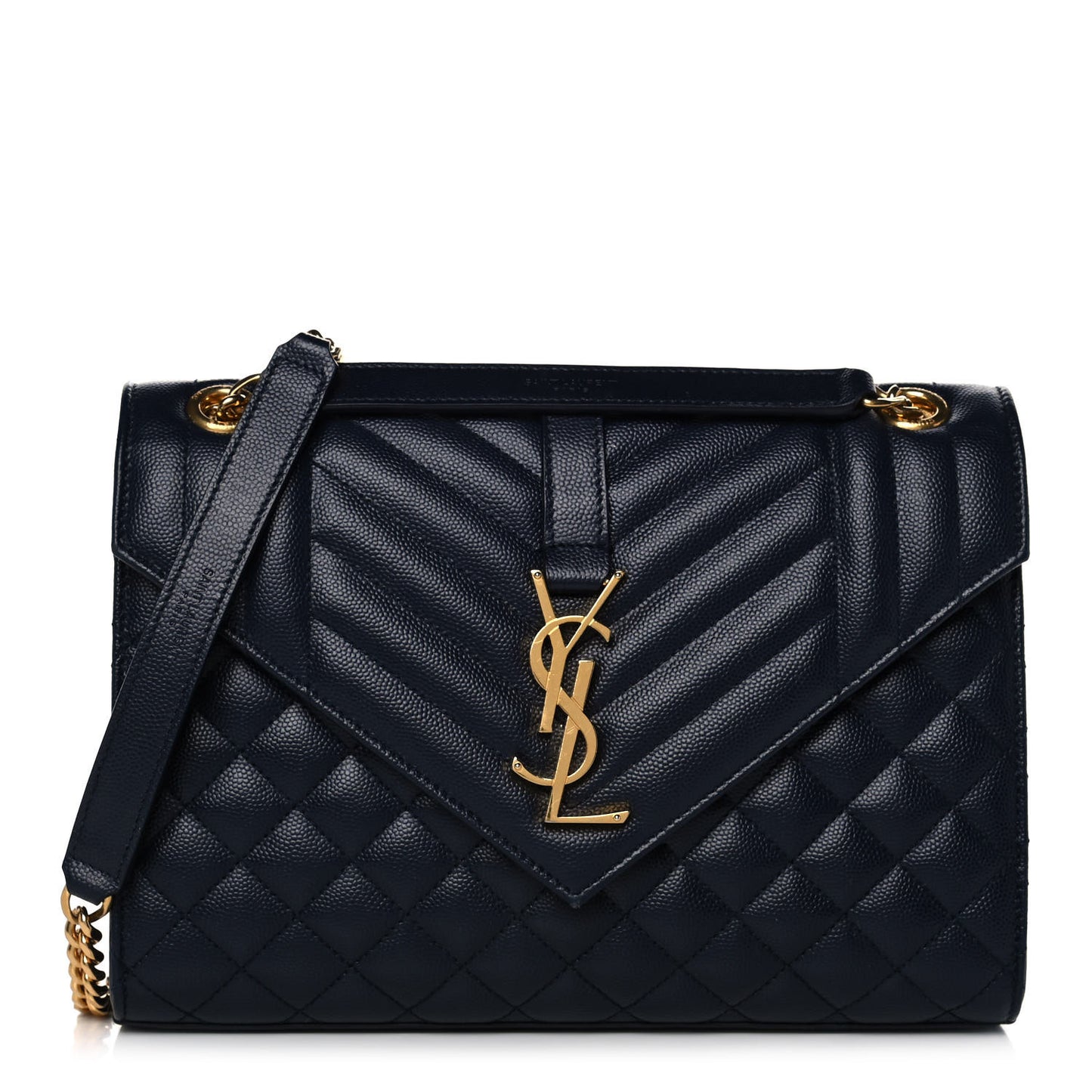 Grain De Poudre Textured Mixed Matelasse Triquilt Medium Monogram Satchel Deep Marine