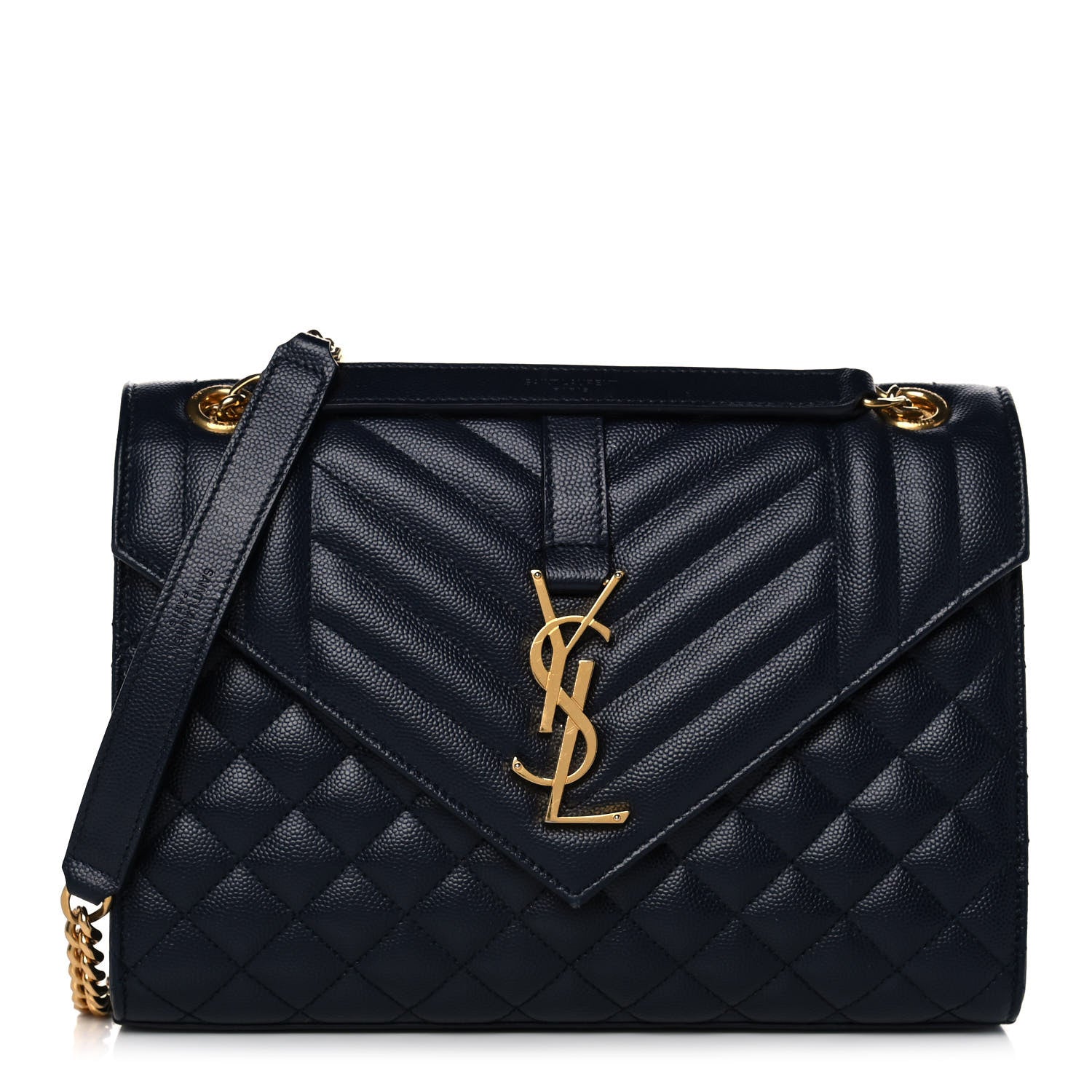 Saint Laurent Grain De Poudre Textured Mixed Matelasse Triquilt Medium Monogram Satchel Deep Marine 1 of 13