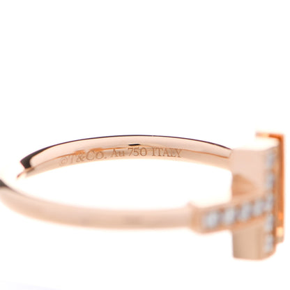 Tiffany 18K Rose Gold Diamond Mother of Pearl T Wire Ring 53 6.5 5 of 6