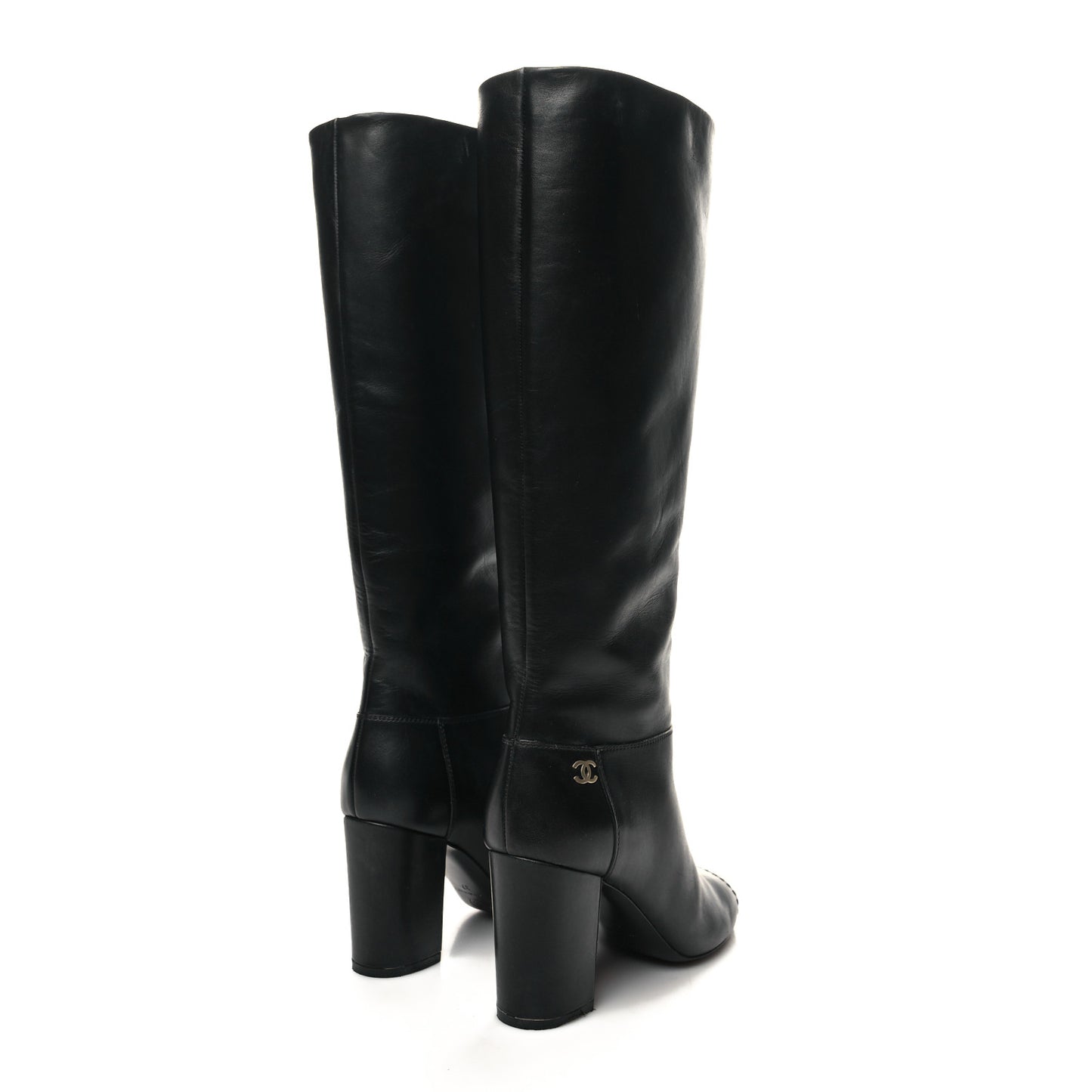Calfskin CC Knee High Boots 37 Black