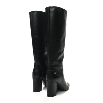 Chanel Calfskin CC Knee High Boots 37 Black 4 of 8