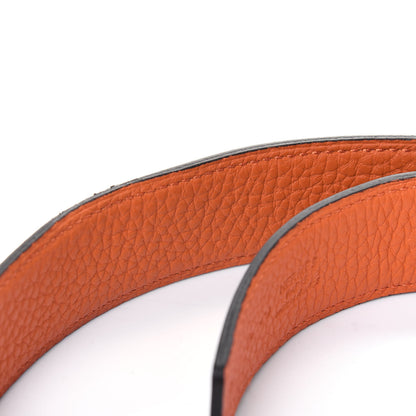 Hermes Box Togo 32mm Guilloche H Belt 90 Black Orange 5 of 11