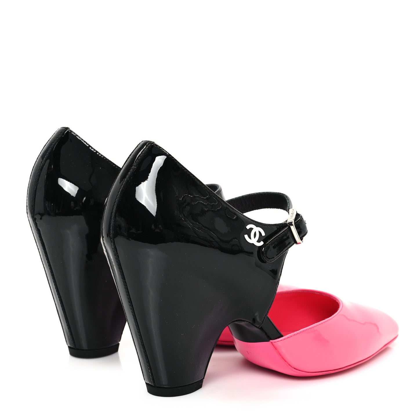 Patent Calfskin CC Pumps 37 Pink Black