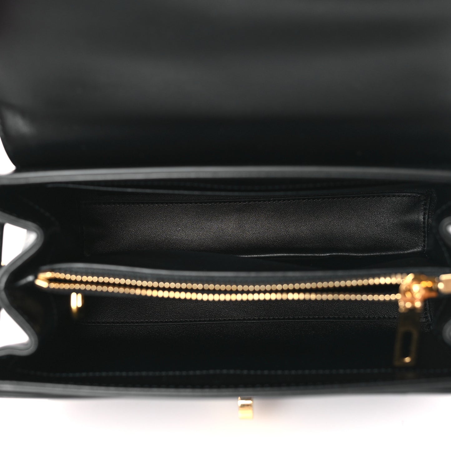 Satinated Calfskin Small 16 Top Handle Bag Black