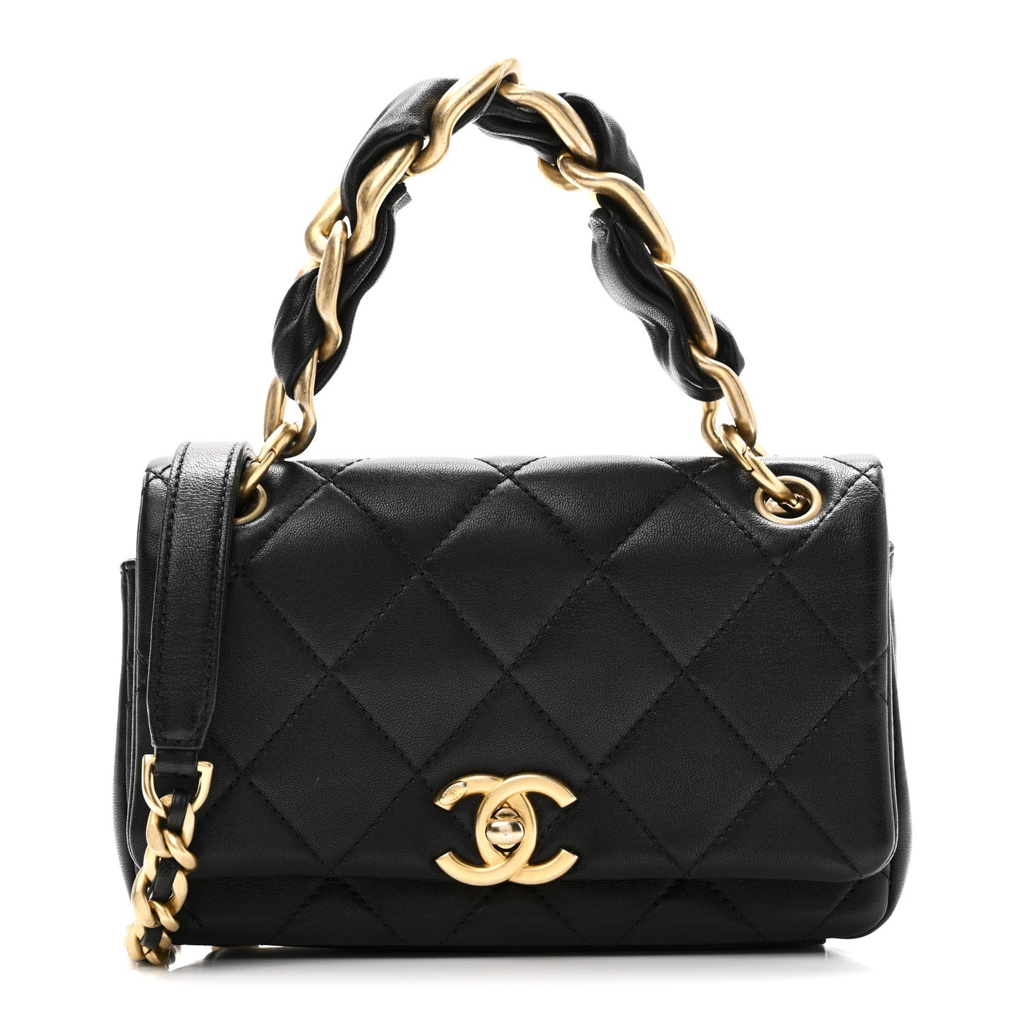 Shiny Lambskin Small Chain Is More Flap Black