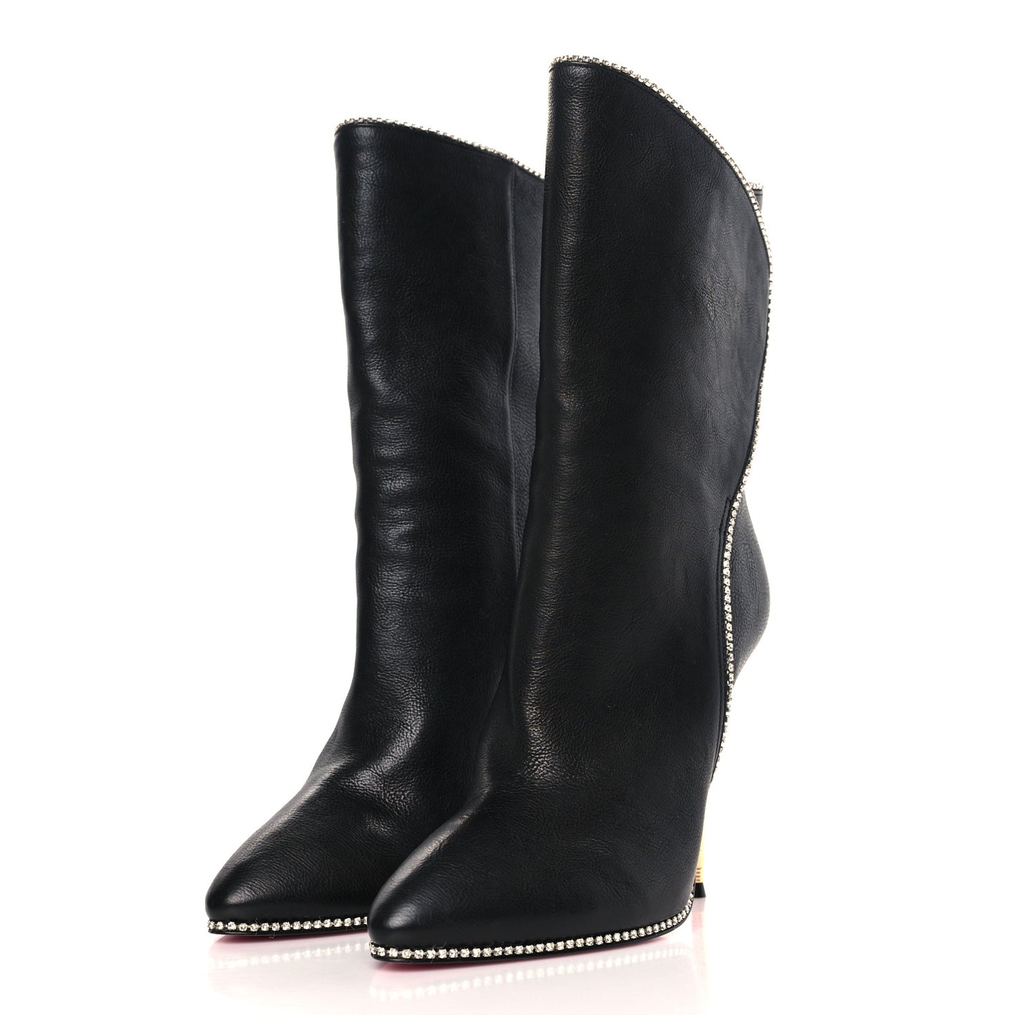 Calfskin Crystal Fosca Boots 36.5 Black