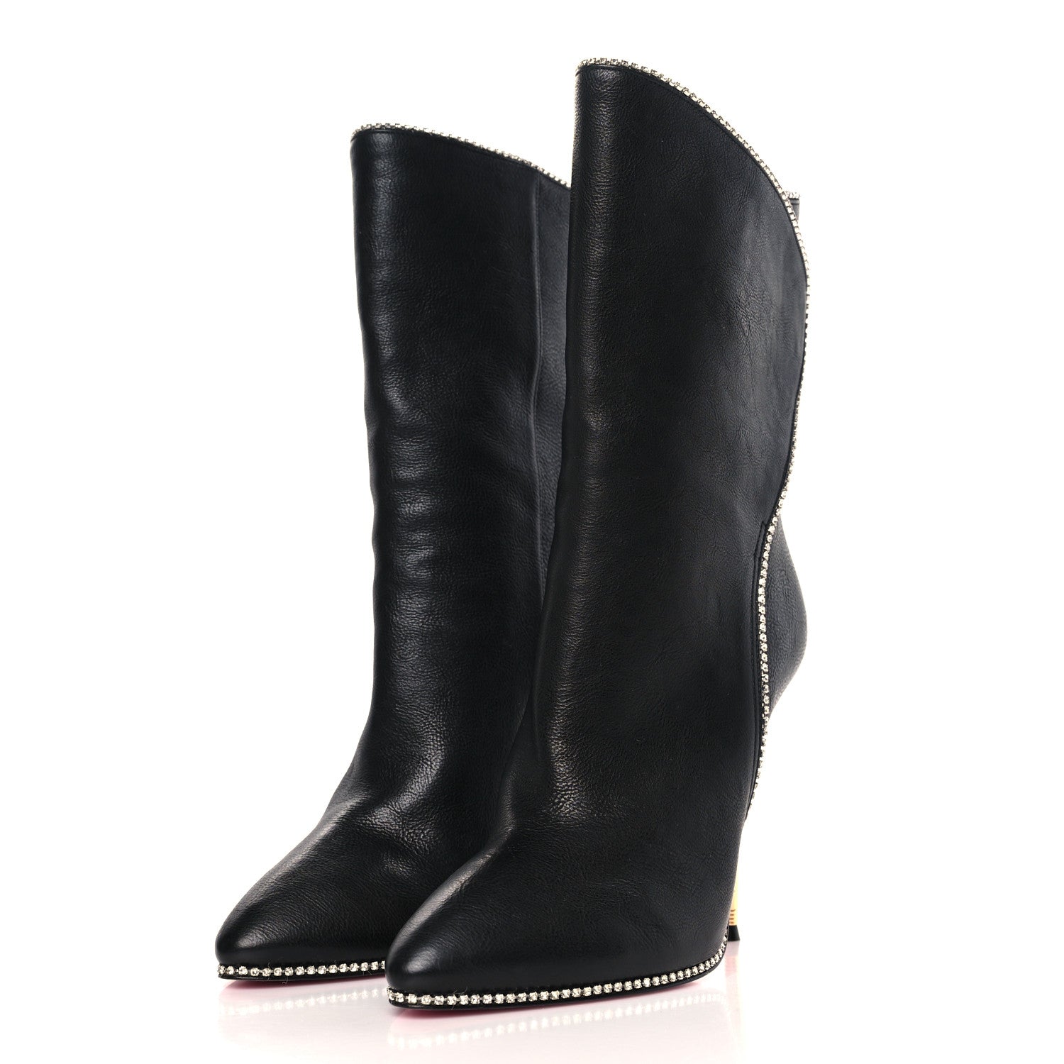 Gucci Calfskin Crystal Fosca Boots 36.5 Black 3 of 7