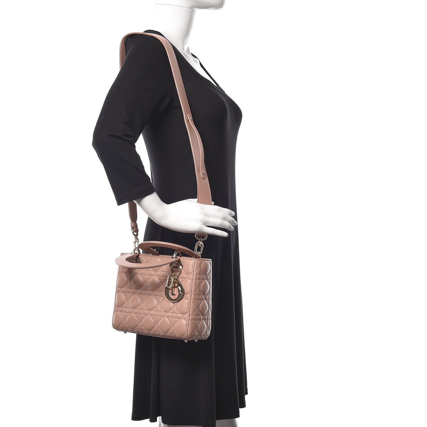 Christian Dior Lambskin Cannage Small Lady Dior Fard 2 of 12