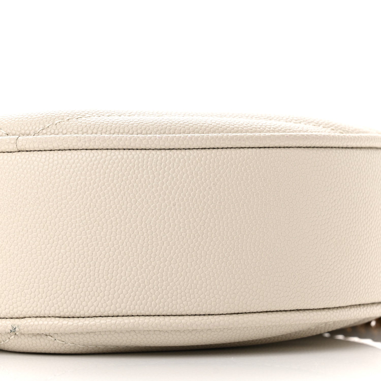 Saint Laurent Grain De Poudre Matelasse Chevron Quilted Round Vinyle Camera Bag Crema Soft 9 of 10