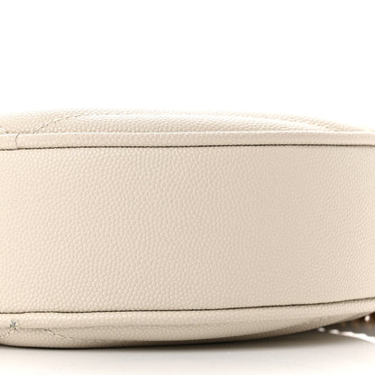 Saint Laurent Grain De Poudre Matelasse Chevron Quilted Round Vinyle Camera Bag Crema Soft 9 of 10