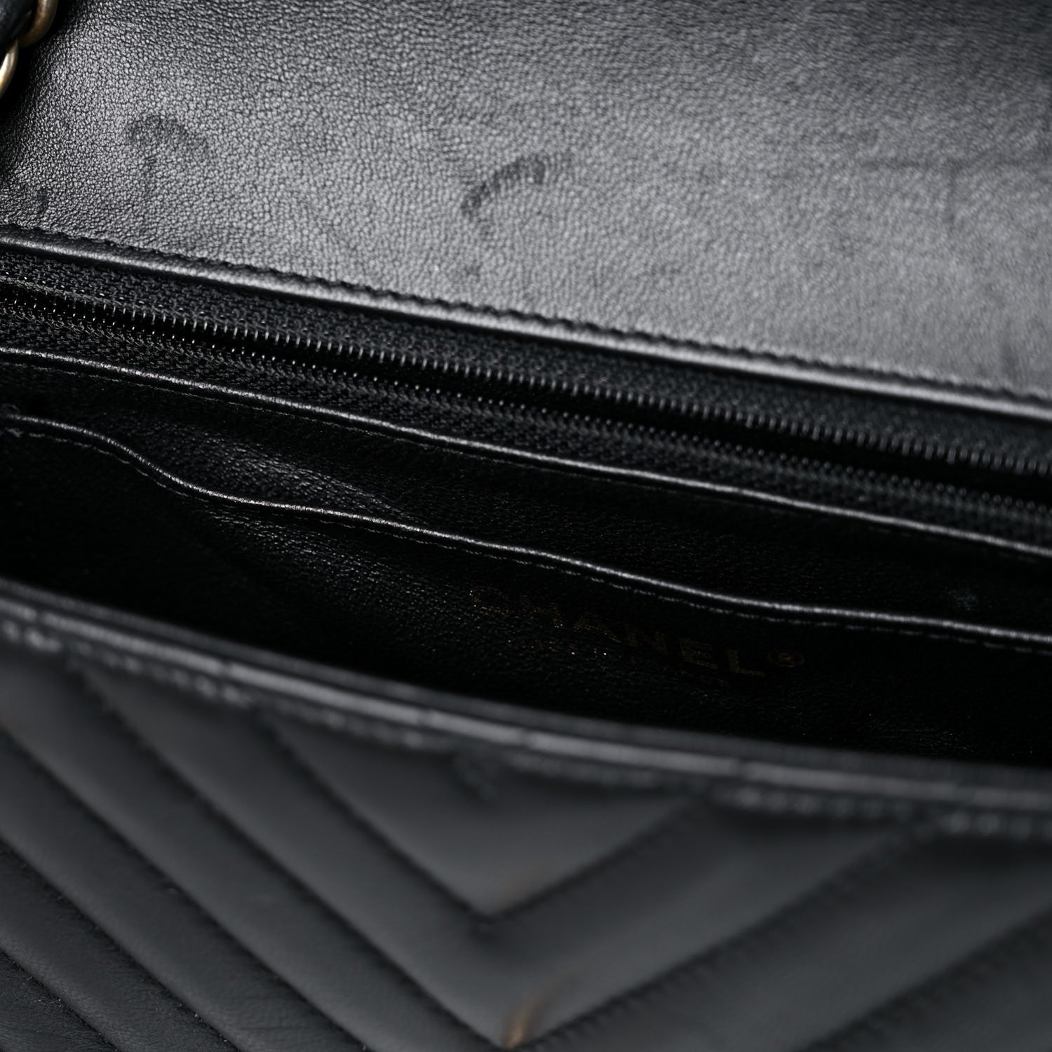 Chanel Lambskin Chevron Quilted Mini Rectangular Flap Black 11 of 16