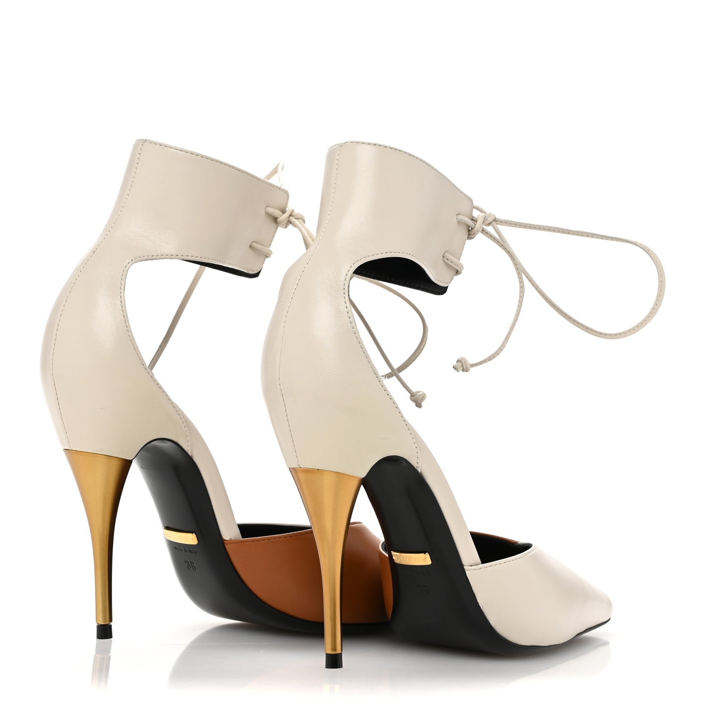 Nappa Charlotte Priscilla Ankle Cuff Pumps 38 New 38 Mystic White Harness Brown