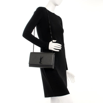 Saint Laurent Grain De Poudre Medium Classic Monogram Kate Satchel Coal 2 of 6