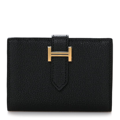 Hermes Chevre Mysore Bearn Card Holder Wallet Black 1 of 9