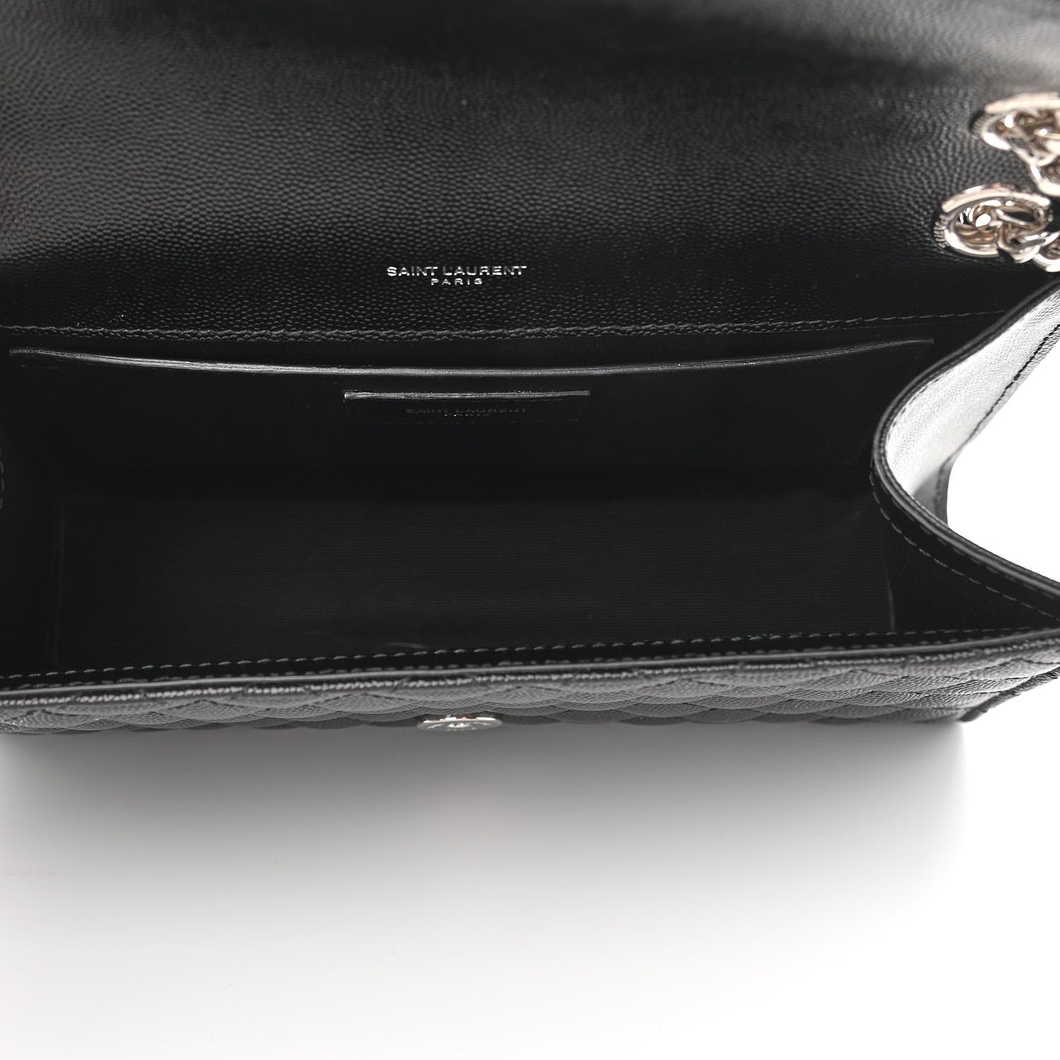 Saint Laurent Grain De Poudre Textured Mixed Matelasse Triquilt Medium Monogram Satchel Black 5 of 11