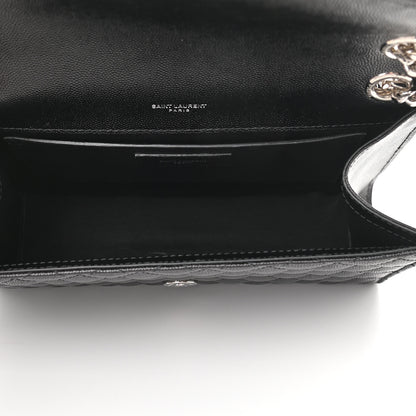 Saint Laurent Grain De Poudre Textured Mixed Matelasse Triquilt Medium Monogram Satchel Black 5 of 11
